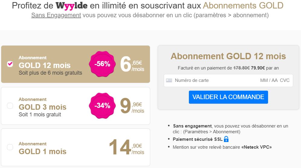 tarifs abonnements wyylde